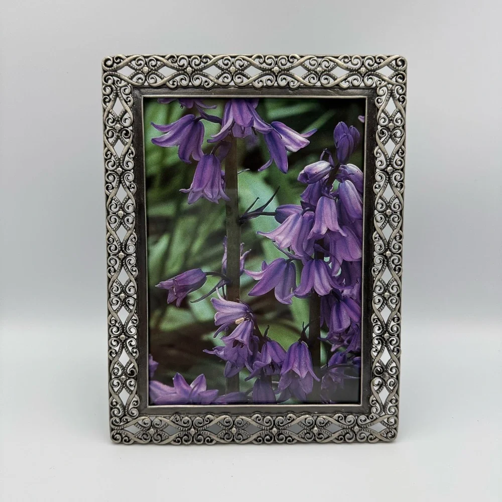 Ornate Silver-Tone Metallic Tabletop or Wall Frame Display 5x7 Picture
